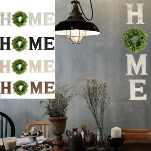 Wooden Home Letters Wall Hanging Home Sign with Artificial Eucalyptus Decoration For Living Room House