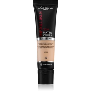 L’Oréal Paris Infallible 32H Matte Cover dlhotrvajúci zmatňujúci make-up SPF 25 odtieň 115 Golden Beige 30 ml