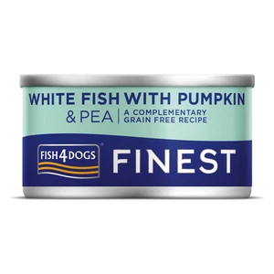 FISH4DOGS Konzerva pro psy Finest bílá ryba s dýní a hráškem 85 g