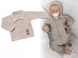 Pletený svetřík s knoflíčky Boy, Baby Nellys, béžový, vel. 68 (3-6m)