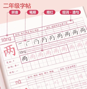 2 Copybooks Pen Pencil Set Chinese Calligraphy Auto Dry Repeat Practice China Primary School Grade 2 Schoolbook Exercise Book