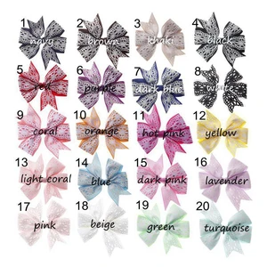 Yundfly 50pcs 3.4" Threaded Ribbon Bows for DIY Hair Accessories Lace Pattern Grosgrain Ribbon Flower Hair Bows with Clips