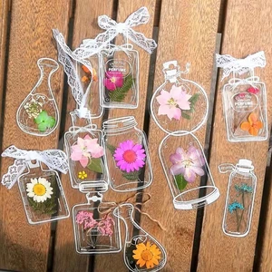 20/30pcs Transparent Bookmarks Plastic Decorative Stickers Beautiful Scrapbook Decor Stickers DIY Dried Flower Specimen Bookmark