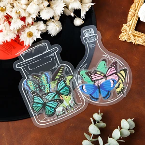 20Pcs/Bag Transparent PET Waterproof Vintage Glass Bottles Stickers for Scrapbooking Planner Material Kids Vinyl Floral