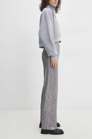 Kalhoty Answear Lab dámské, stříbrná barva, široké, high waist
