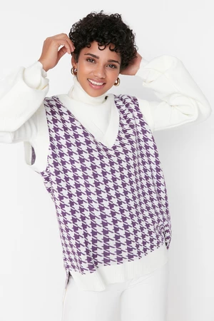 Fialový pletený svetr Trendyol