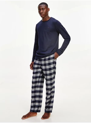Tmavomodré pánske kockované pyžamo Tommy Hilfiger - Muži