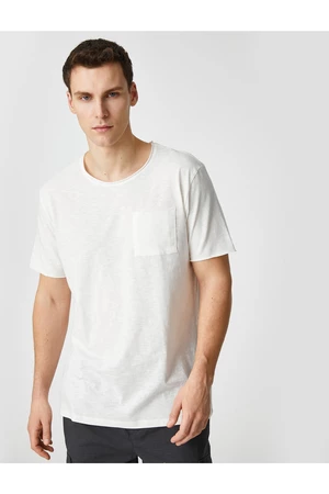 Koton Basic T-Shirt with Pocket Details, Short Sleeves, Slim Fit.