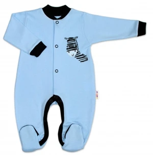 Baby Nellys Bavlněný overálek Zebra - modrý, vel. 80 (9-12m)