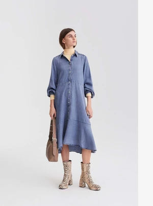 Blue Denim Shirt Dress Pieces Curry - Women