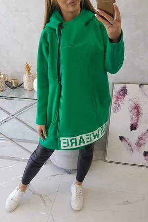 Insulated sweatshirt with green zipper