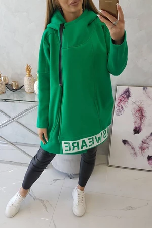 Insulated sweatshirt with green zipper