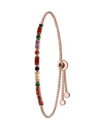 Polo Air Adjustable Women's Colorful Baguette Watertrack Bracelet with Zircon Stones.