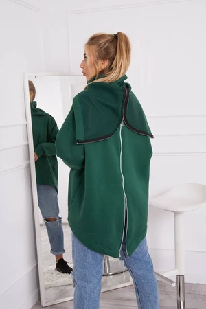 Insulated sweatshirt with zipper at the back dark green