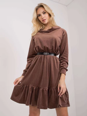 Brown velor dress with belt Casablanca