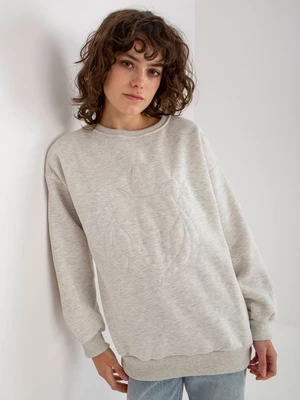 Light grey hoodless sweatshirt with embroidery
