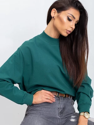 Basic cotton sweatshirt in dark green