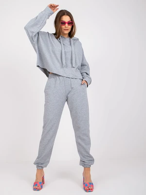 Basic grey melange sweatshirt with trousers