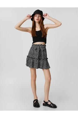Koton Floral Skirt Mini with Frills Tied Waist Relaxed Fit.