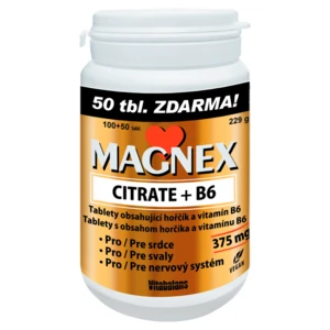 MAGNEX Citrate 375 mg a vitamin B6 100+50 tablet VÝHODNÉ balení