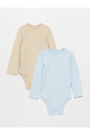 LC Waikiki Crew Neck Long Sleeved Unisex Baby Snap fastener Body Set of 2