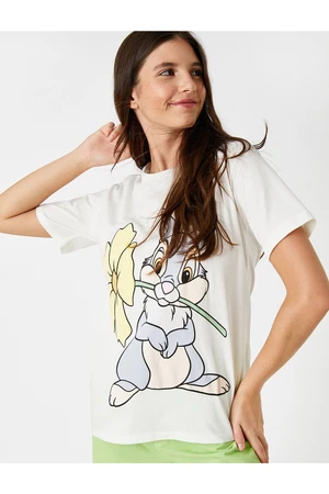 Koton Licensed by Disney Printed T-Shirt with Short Sleeves