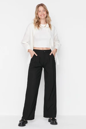 Trendyol Black Pleated High Waist Wide Leg Pants