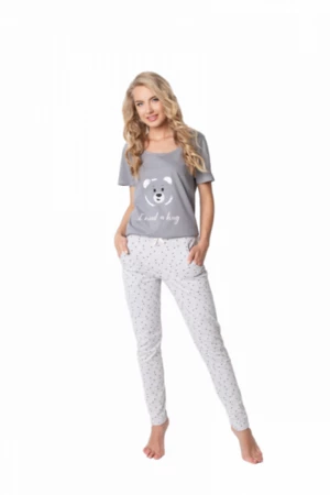 Aruelle Huggy Bear Long Grey Dámské pyžamo XL šedá