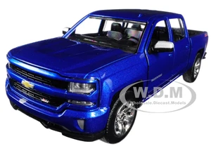 2017 Chevrolet Silverado 1500 LT Z71 Crew Cab Pickup Truck Blue 1/27 Diecast Model Car by Motormax