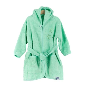XKKO BIO Bavlnený župan Organic - Grey Stars, 6-12m, mint