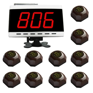SINGCALL Wireless Calling System, Table Call System, for Hospital. Restaurant Pack of 1Pc White Display and 10Pcs Table Bells