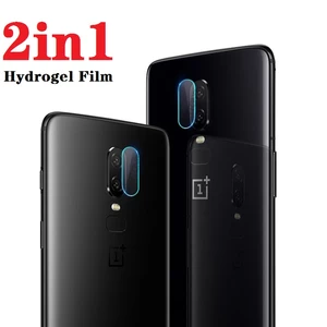 2-in-1 Full Coverage For OnePlus 6 Front Film Screen Protector Protective Hydrogel Film Camera Lens Film