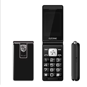 Big Push Button Luxury Flip Mobile Phone 2.4 Inch Dual Sim Card Telphone MP3 Dual Torch Metal Border Clamshell CellPhone