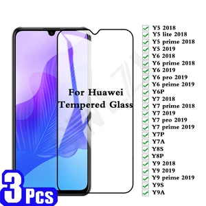3/5Pcs Phone Screen Protector for Huawei Y9 2018 Y9A Y9S Y8P Y8S Y7 Pro 2019 Y7A Y7P Y6 Prime Y6P Y5 Lite Tempered Glass HD film