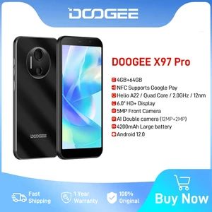 DOOGEE X97 Pro Smartphone 6.0" HD Display 4GB 64GB Helio G25 Octa Core Cellhone 12MP Camera NFC 4200mAh Global Verison Phone