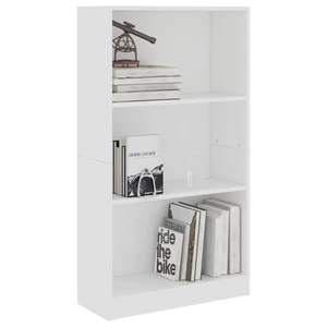 3-Tier Book Cabinet White 23.6"x9.4"x42.5" Chipboard