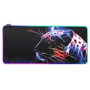 Large RGB Mouse Pad Lion Pattern Gaming Keyboard Pad Non-slip Rubber Desktop Table Protective Mat for Home Office