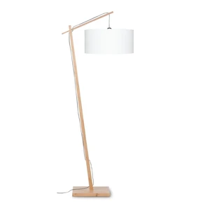 Stojacia lampa s bielym tienidlom a konštrukciou z bambusu Good&Mojo Andes