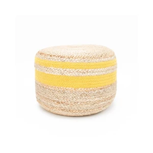 Puf z juty so žltým detailom LABEL51 Braided