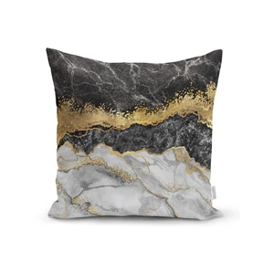 Obliečka na vankúš Minimalist Cushion Covers BW Marble With Golden Lines, 45 x 45 cm