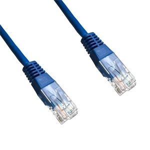 Kábel DATACOM síťový (RJ45), 0,5m (1503) modrý Patch kabel UTP lanko cat.5e s dvoma konektormi RJ45, pre prepojenie počítačových sietí (napr. pre spoj