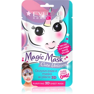 Eveline Cosmetics Magic Mask Cute Unicorn textilní 3D hloubkově čisticí maska 1 ks