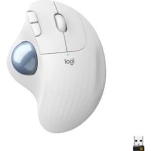 Optická ergonomická myš Logitech M575 910-005870, ergonomická, tlačítka myši, s kulovým ovládačem, bílá