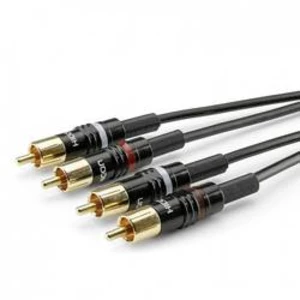 Jack / cinch audio kabel Hicon HBP-C2-0090, 0.90 m, černá