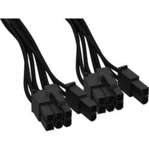 PC, napájecí kabel BeQuiet BC071, [2x ATX zástrčka 8pólová (6+2) - 1x 12pinová zástrčka (síťový adaptér)], 0.60 m, černá