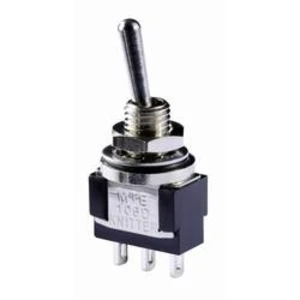 Páčkový přepínač Knitter-Switch MTE 106E, 250 V/AC, 3 A, pájecí očka, 1x zap/vyp/zap