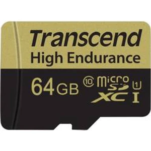 Paměťová karta microSDXC, 64 GB, Transcend High Endurance, Class 10, vč. SD adaptéru
