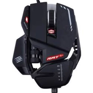 Optická herní myš MadCatz R.A.T. 6+ MR04DCINBL000-0, s podsvícením, ergonomická, úprava hmotnosti, podložka pod zápěstí, integrovaná profilová paměť, 