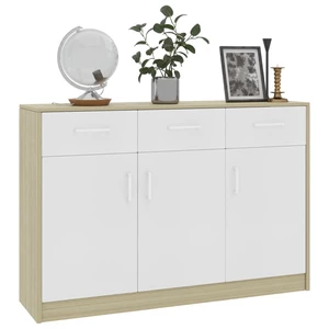 Sideboard White and Sonoma Oak 43.3"x13.4"x29.5" Chipboard