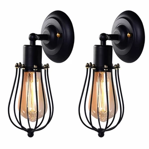 KINGSO 2Pcs 110V E26 Vintage Wall Light Without Bulbs, Industrial Lighting Adjustable Socket Rustic Sconces Wire Metal C